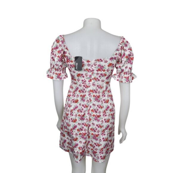 NWT SBetro Floral Mini Dress White Pink Ditsy  Ruffle Sleeves Size Small - Picture 5 of 11